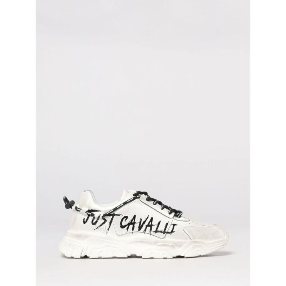 Just Cavalli Men Just Cavalli Distressed Leather Sneakers With Logo